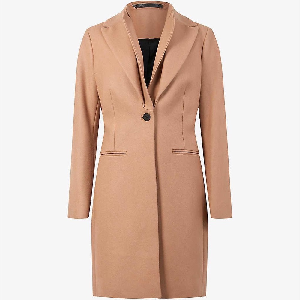 Women's Brown / Camel Lyris Double-collar Recycled Wool-blend jacket Coat size 2